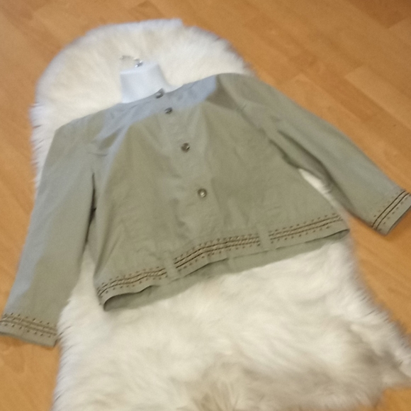 Hearts of Palm Cotton Beaded Jacket- Size 14 - Picture 9 of 12